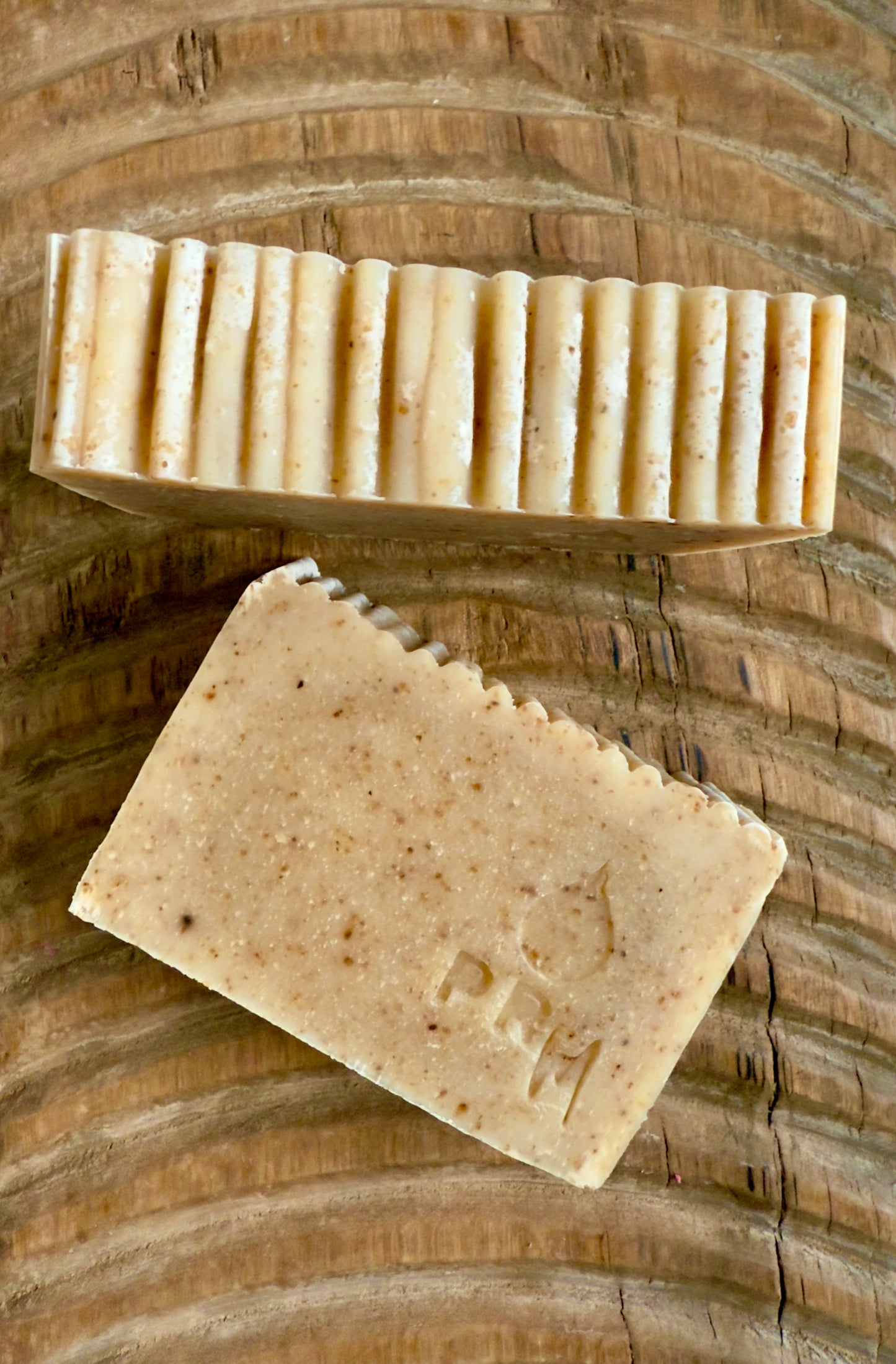 Mint and citrus soap bar with natural speckles and PRM stamp