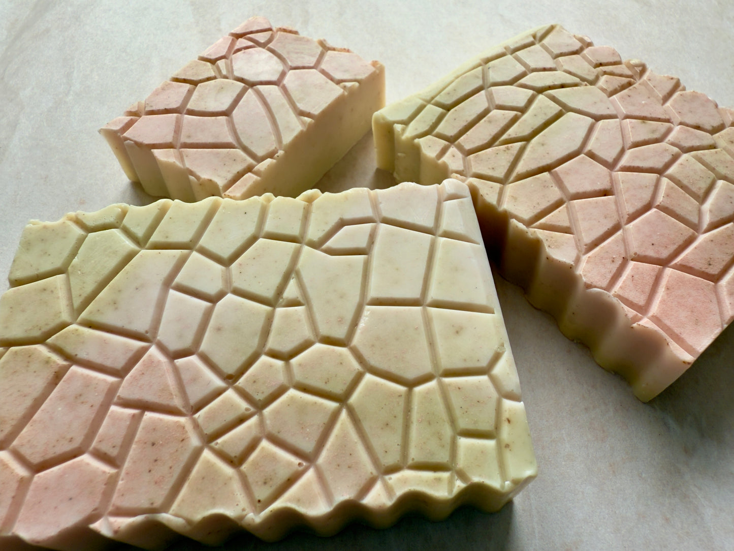 Split Banana – Small Batch Mango Butter Soap | Tropical Garden in Pink + Green