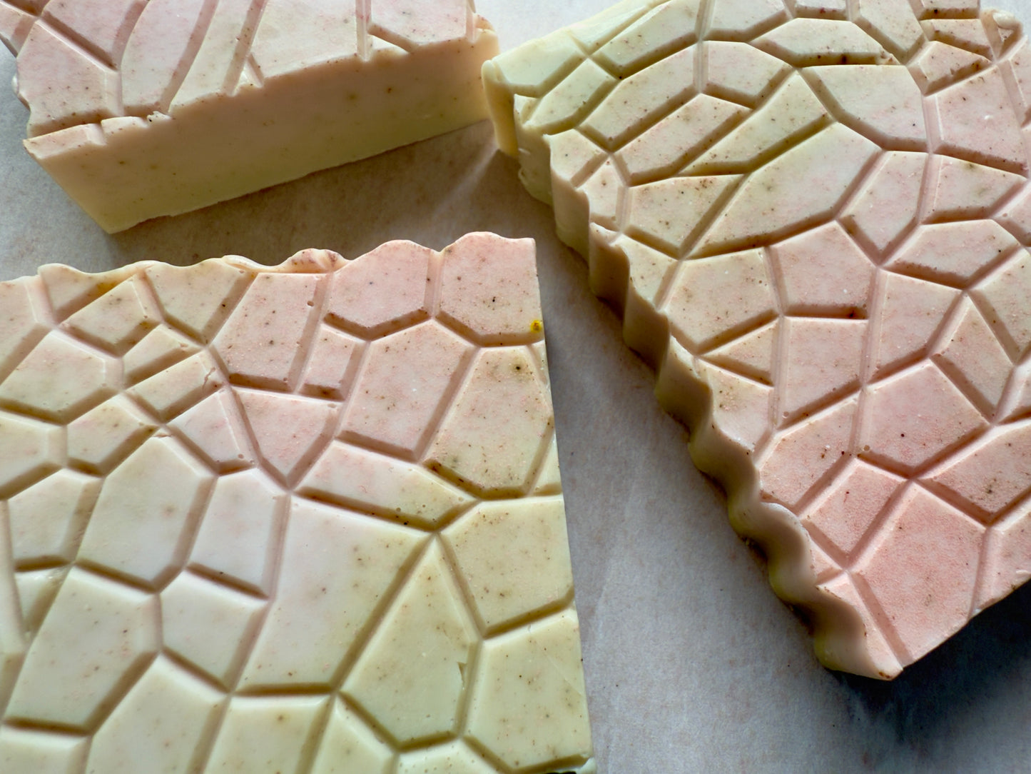 Split Banana – Small Batch Mango Butter Soap | Tropical Garden in Pink + Green
