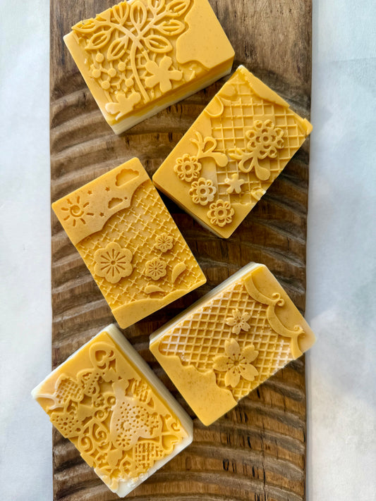 Golden Gardenia – Small Batch Shea Butter Soap | Floral-Cut Bars with Yellow Clay