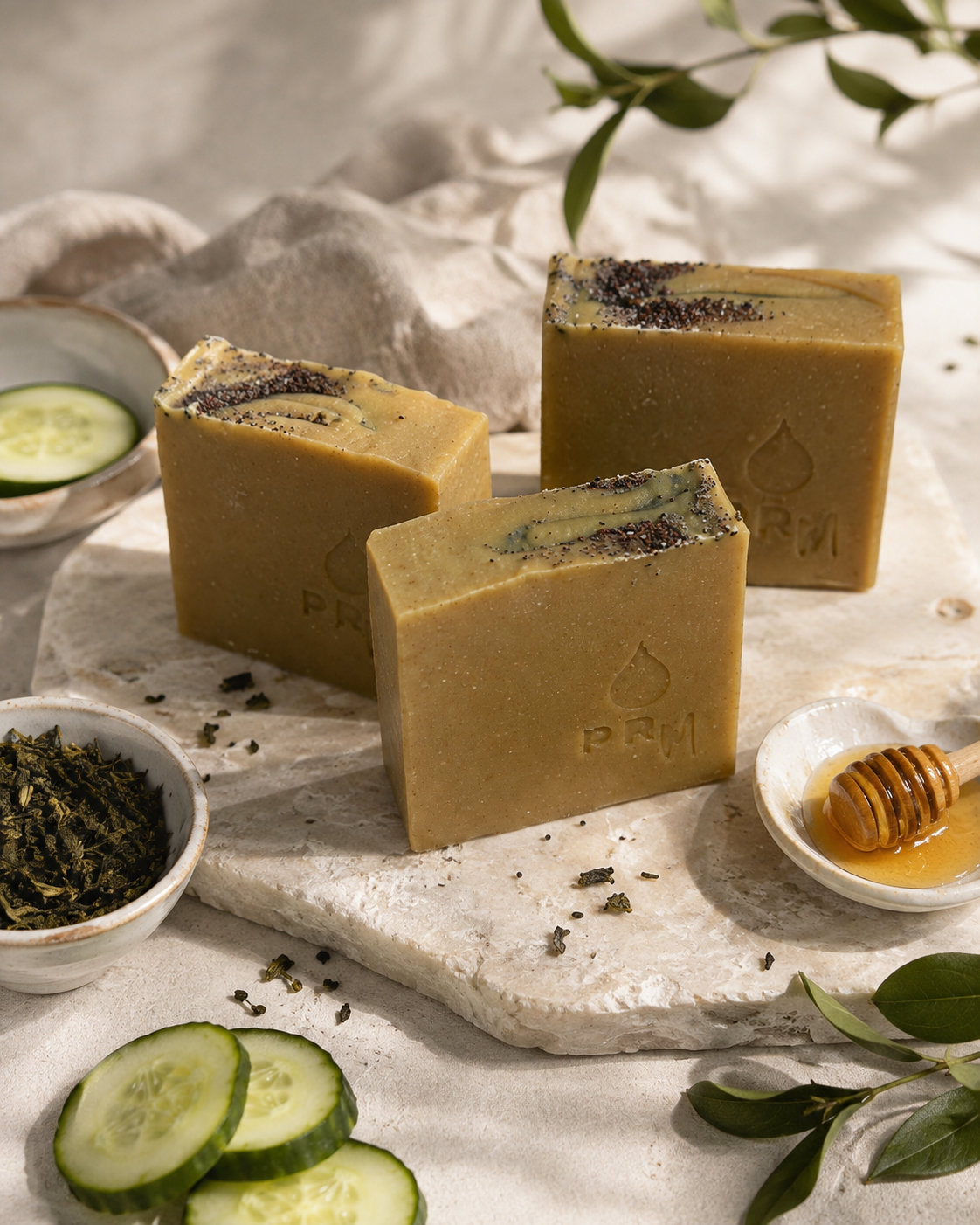 Green Tea + Cucumber | Small Batch Soap | Shea, Mango, Cocoa Butters