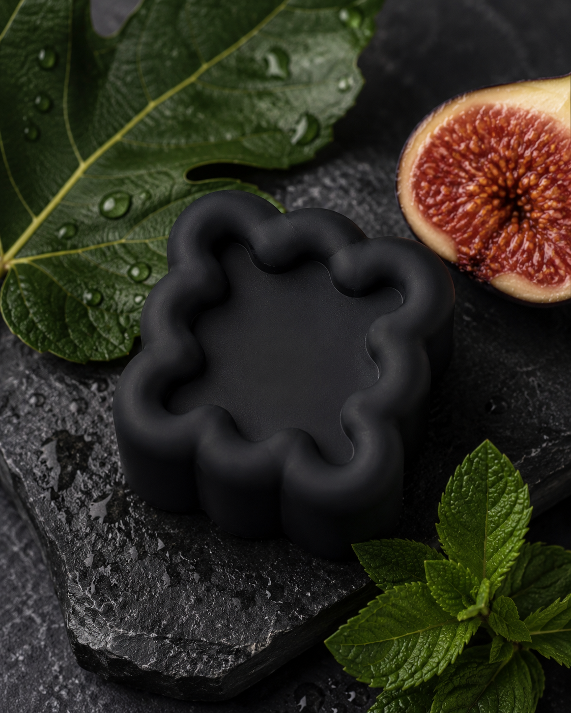 Fig + Mint charcoal cold process soap with fig and mint