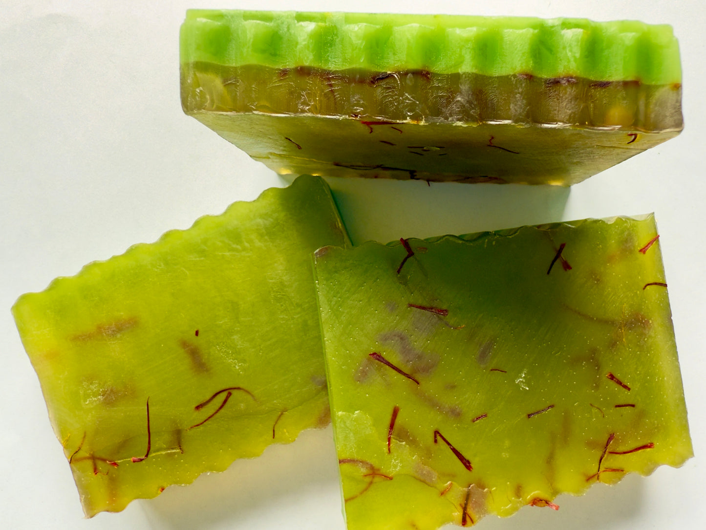 Saffron Twist – Small Batch Chamomile + Aloe Soap | Vibrant Citrus Layers + Real Saffron