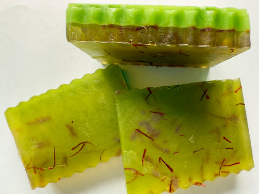 Saffron Twist – Small Batch Chamomile + Aloe Soap | Vibrant Citrus Layers + Real Saffron