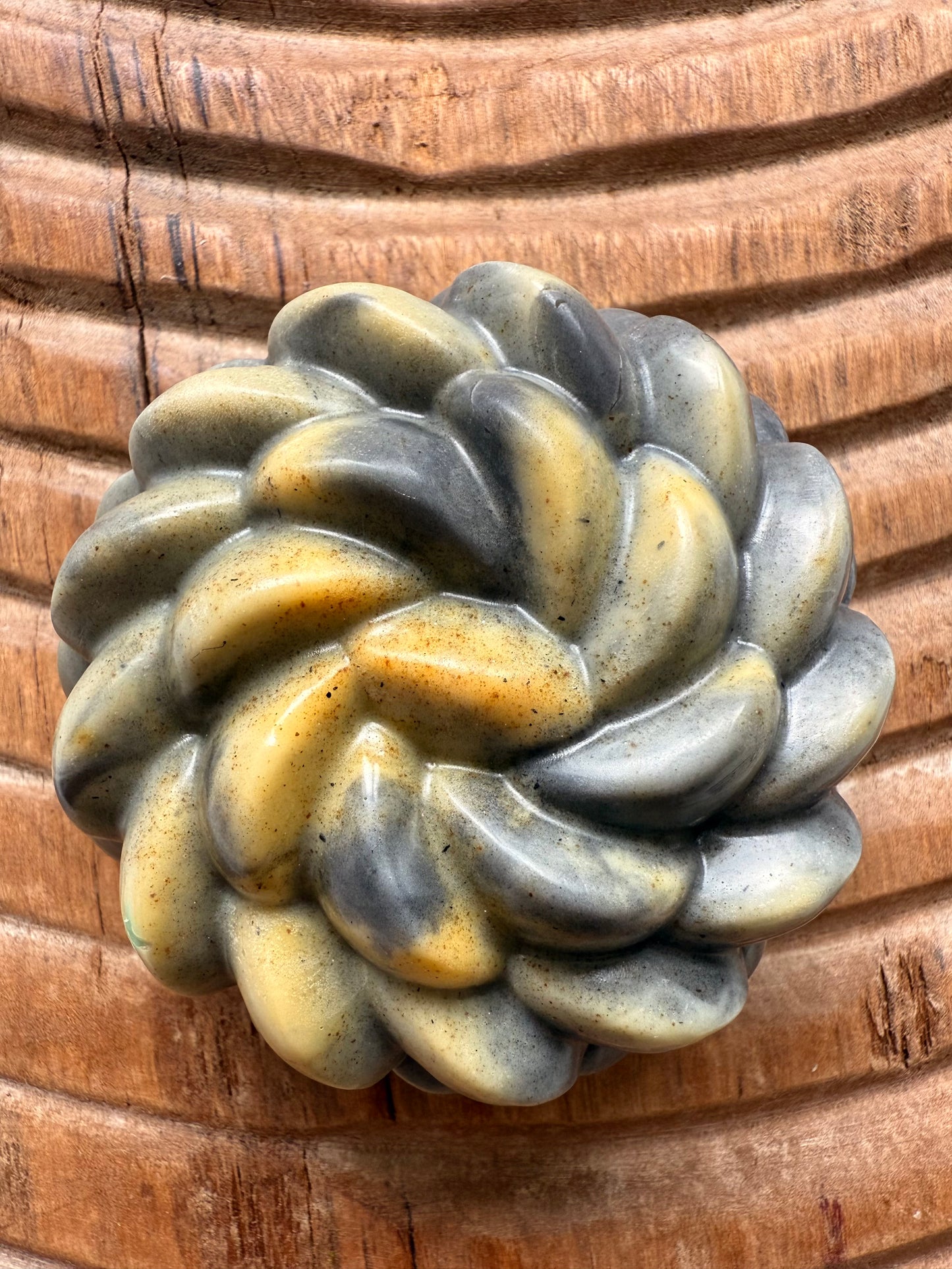 Tobacco Twist – Small Batch Beef Tallow Soap | Charcoal + Turmeric Swirl with a Velvet Smoke Scent