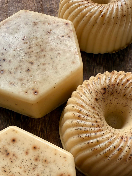 Mugged – Small Batch Beef Tallow Soap | Coffee + Vanilla Scented Scrub Bars