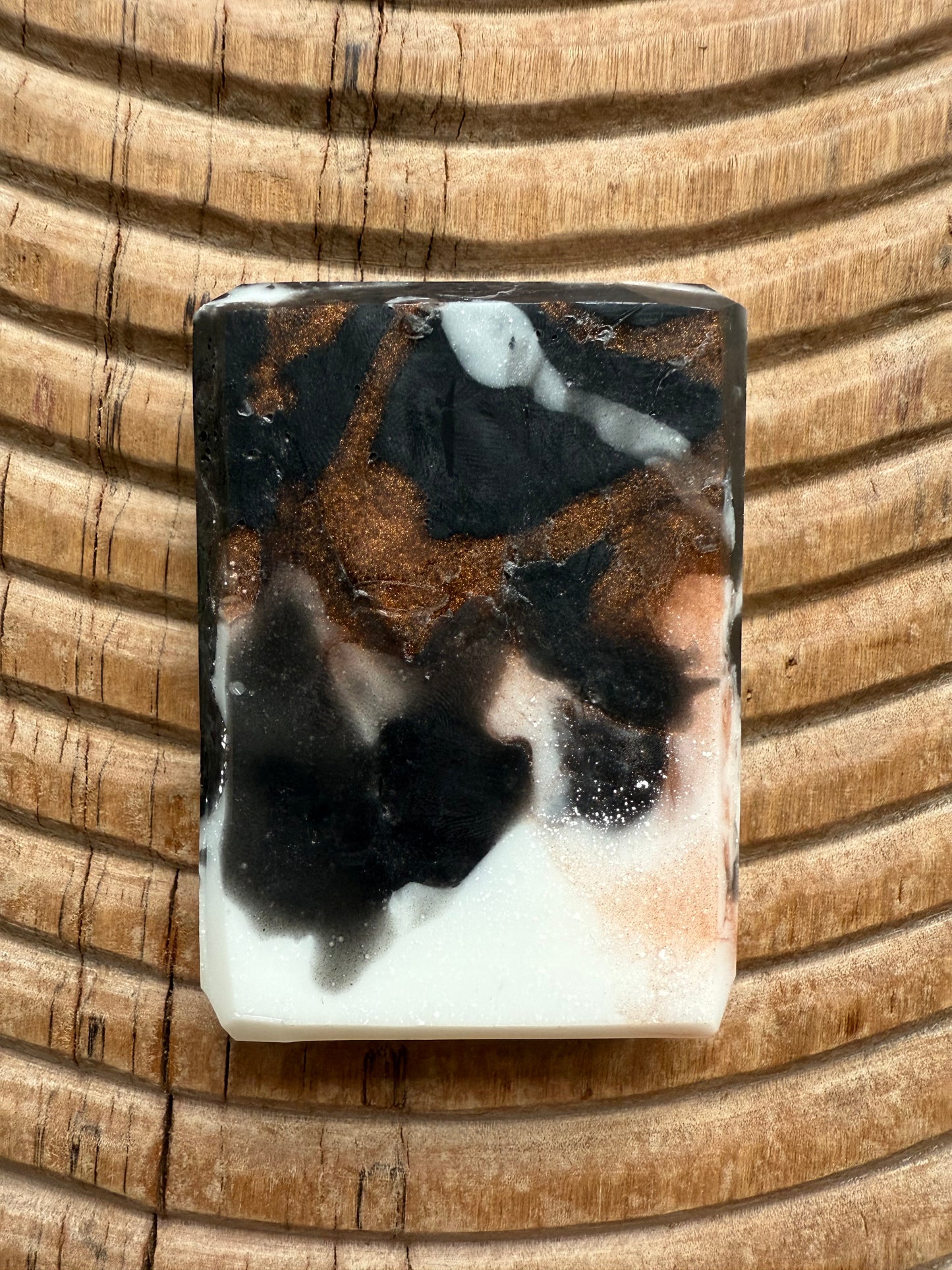Better in Theory – Small Batch Glycerin Soap | Black, White + Copper Marbled Bar
