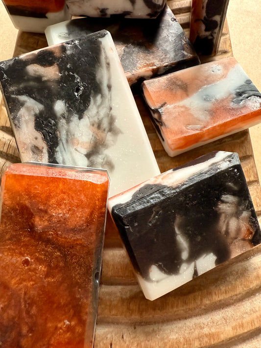 Better in Theory – Small Batch Glycerin Soap | Black, White + Copper Marbled Bar