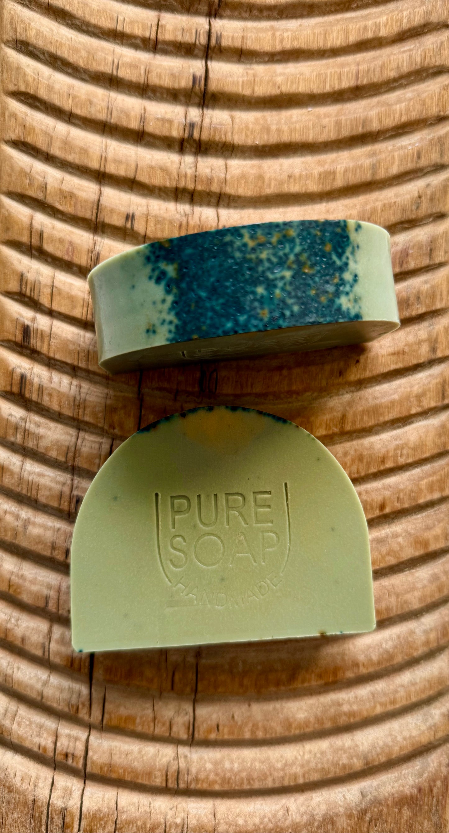 Watermark – Small Batch Tussah Silk Soap | Blue Matcha + Henna Swirl