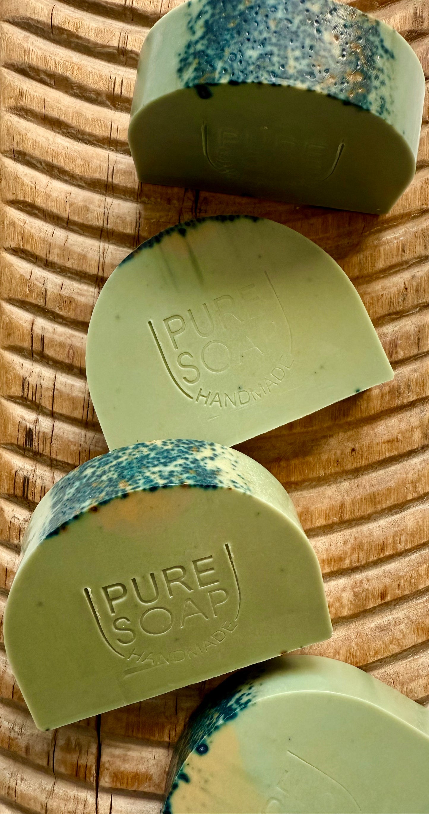 Watermark – Small Batch Tussah Silk Soap | Blue Matcha + Henna Swirl