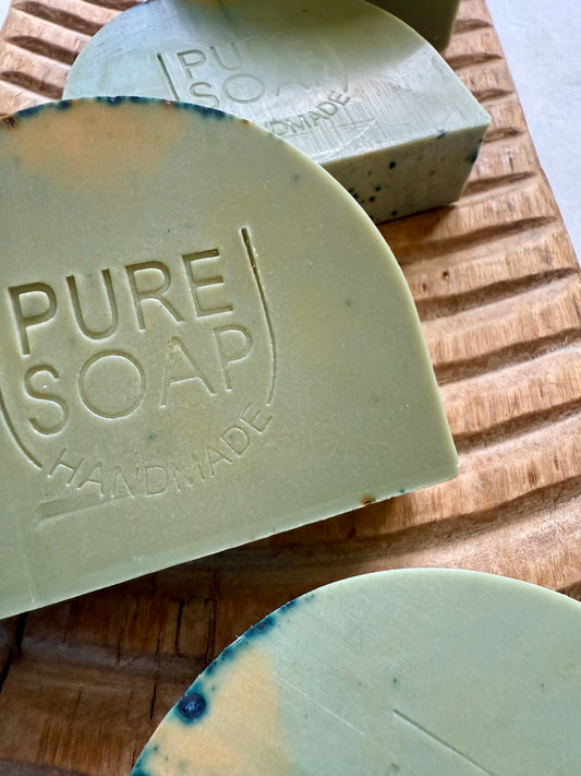 Watermark – Small Batch Tussah Silk Soap | Blue Matcha + Henna Swirl